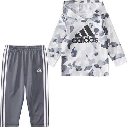 adidas boys Long Sleeve Printed Hooded Tee and Tapered Pants Set in Saudi Arabia
