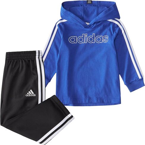 adidas boys Long Sleeve Printed Hooded Tee and Tapered Pants Set in Saudi Arabia