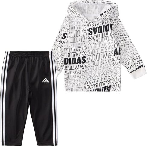 adidas boys Long Sleeve Printed Hooded Tee and Tapered Pants Set in Saudi Arabia