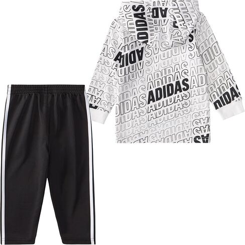 adidas boys Long Sleeve Printed Hooded Tee and Tapered Pants Set in Saudi Arabia