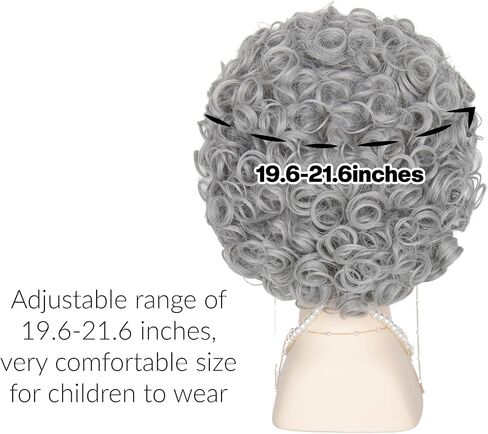 يان دريم باروكة نسائية عجوز 6 قطعة/المجموعة/مجموعة شعر مستعار قصير مجعد باللون الرمادي الفضي للجدة مجموعة شعر مستعار للهالوين in Kuwait