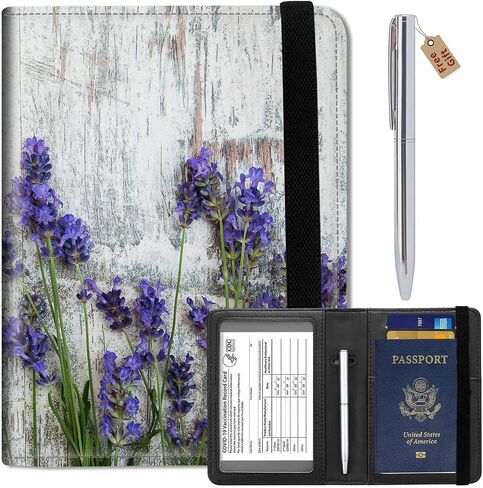 Passport Wallets and Vaccine Card Holder Combo,RFID Blocking Leather Passport Holder Cover Case with CDC Vaccination Card Slot,Travel Documents Organizer Protector+Metal Pen,Blessed Sunflower in Saudi Arabia
