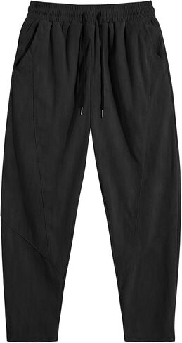 COOFANDY Men's Corduroy Pants Elastic Waist Drawstring Harem Pants Fashion Loose Casual Long Trousers with 4 Pockets in Saudi Arabia