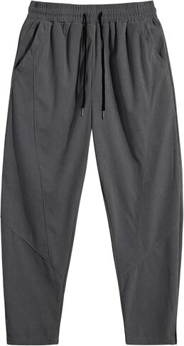 COOFANDY Men's Corduroy Pants Elastic Waist Drawstring Harem Pants Fashion Loose Casual Long Trousers with 4 Pockets in Saudi Arabia