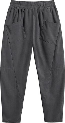 COOFANDY Men's Corduroy Pants Elastic Waist Drawstring Harem Pants Fashion Loose Casual Long Trousers with 4 Pockets in Saudi Arabia