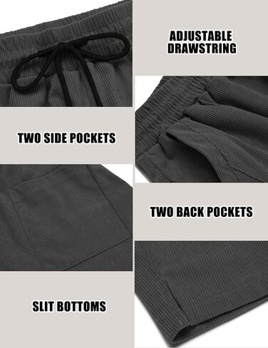 COOFANDY Men's Corduroy Pants Elastic Waist Drawstring Harem Pants Fashion Loose Casual Long Trousers with 4 Pockets in Saudi Arabia