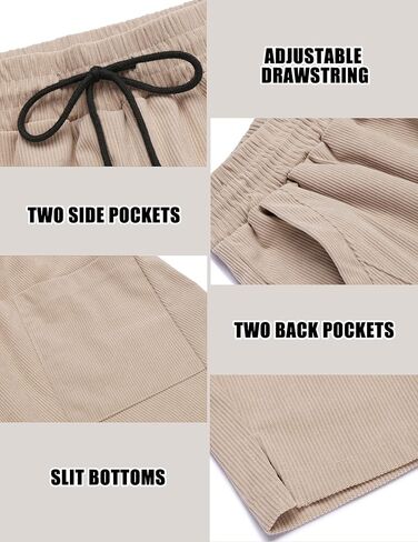 COOFANDY Men's Corduroy Pants Elastic Waist Drawstring Harem Pants Fashion Loose Casual Long Trousers with 4 Pockets in Kuwait