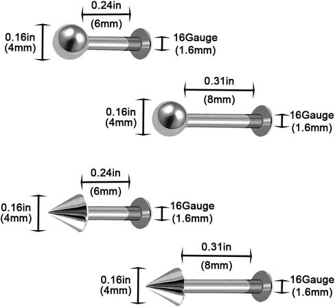 4PCS Stainless Steel Tongue Rings Piercing Jewelry 14 Gauge Nipple Barbell Body Piercing Jewelry Eyebrow Stud for Women Men in Saudi Arabia