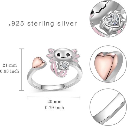 Axolotl Rings 925 Sterling Silver Axolotl Ring Cute Axolotl Jewelry Gift for Women in Saudi Arabia