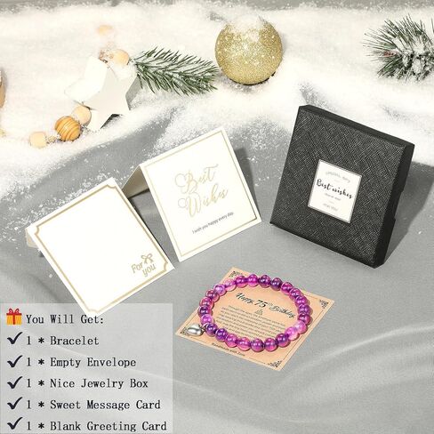 رالوكيا 30/40/50/55/60/65/70/75/80/90 هدايا عيد ميلاد لها، سوار خرز للنساء مع بطاقة رسالة ذات مغزى وصندوق هدايا in Kuwait