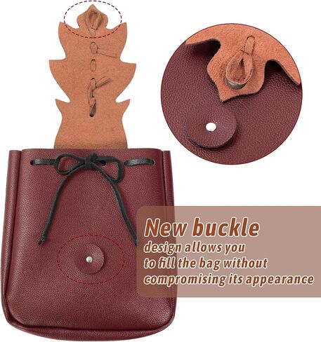 PROCOS Medieval Drawstring PU Leather Belt Pouch Renaissance Vintage Waist Bag Coin Purse for LARP Pirate Gothic Accessories (Black) in Saudi Arabia