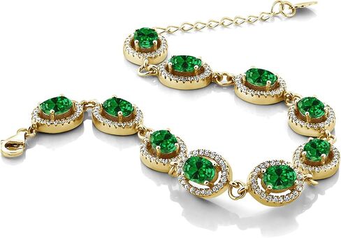 جوهرة ستون كينغ 18K الذهب الأصفر مطلي الفضة 7X5MM البيضاوي الأحجار الكريمة جوهرة الميلاد سوار تنس للنساء حجم 7.5 بوصة in Saudi Arabia