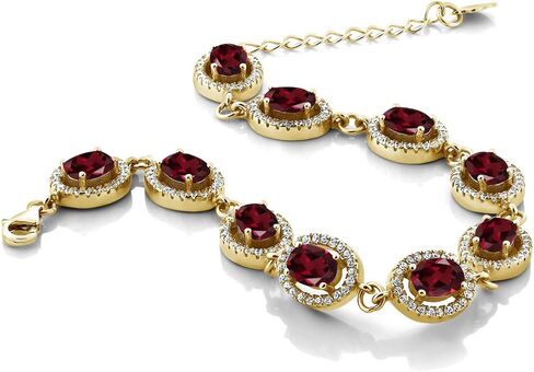 جوهرة ستون كينغ 18K الذهب الأصفر مطلي الفضة 7X5MM البيضاوي الأحجار الكريمة جوهرة الميلاد سوار تنس للنساء حجم 7.5 بوصة in Saudi Arabia