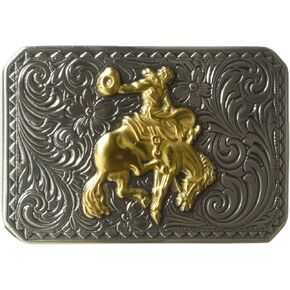 Nocona Belt Co. Men's Western Bucking Bronc Buckle with Floral Engraving