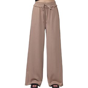 noflik Women's Cotton Drawstring Cropped Wide Leg Pants with Elastic Waist