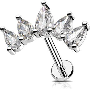 Melighting Helix Earring 16G Curved Cartilage Earring Internally Threaded Stainless Steel 316L Tragus Piercing Jewelry Clear CZ 8mm Earring Stud for Women