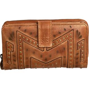 STS Ranchwear Women's Premium Full Grain Leather Wayfarer Chelsea Wallet with 8 Card Slots, Brown, 1 Zip Pocket