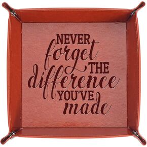 Faith Gifts Leather Tray Faith Does Not Make Things Easy It Makes Them Possible Engraved Personalized Leather Valet Tray Religious Inspirational Gifts (Faith Tray)