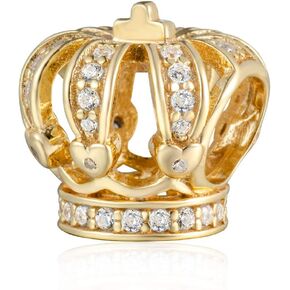 Gold Crown Beads Charm 925 Sterling Silver Beads Fit for DIY Charm Bracelet & Necklac