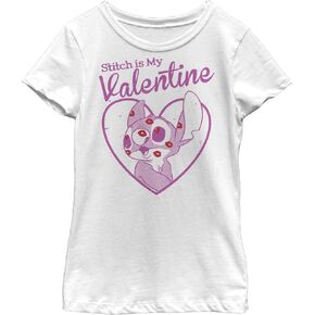 Disney Lilo Stitch Valentine Girl's Solid Crew Tee