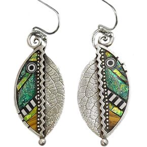 BG&WLing Leaf Earrings for Women Dangling Hypoallergenic 925 Sterling Silver Leave Dangle Drop Native Vintage Bohemian Earrings Fashion Jewelry