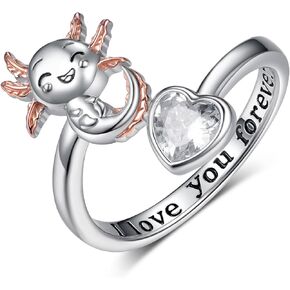 Axolotl Ring 925 Sterling Silver Axolotl Birthstone Ring Cute Axolotl Birthstone Jewelry Gifts for Women