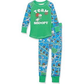 Munki Munki Girls' Youth Tight Fitting Long Sleeve Raglan Tee and Pant Pajama Set