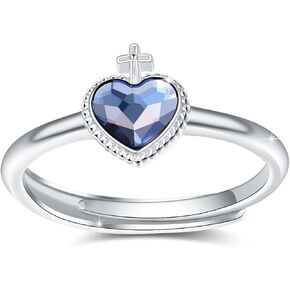 Engagement Ring 925 Sterling Silver Celtic Heart Crystal Irish Adjustable I Am Enough Rings/Crown/Cross/Angel Wing Anxiety Rings for Women I am Enough Jewelry Graduation Gifts for Women