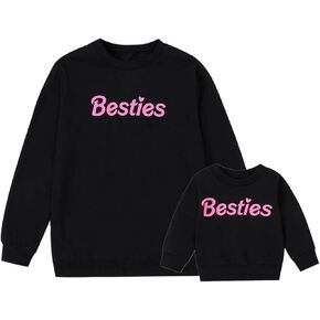 Mommy and Me Letter Print Matching Family Outfits Long Sleeve Crewneck Casual Sweatshirt T-Shirt