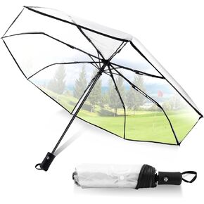 Clear Umbrellas for Rain Adult Compact umbrella for Rain Windproof Umbrella Automatic Umbrella Lightweight Portable Umbrella Women Auto Folding Umbrella Compact