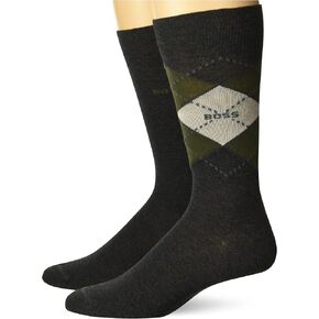 BOSS Men's Two Pack Cotton Argyle Design Dress Socks