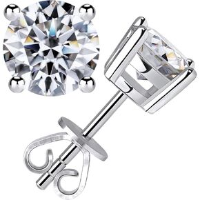 Moissanite Stud Earrings for Women Men, Nickel Free S925 Sterling Silver Hypoallergenic Earrings, 1ct - 2ct D Color VVS1 Clarity Brilliant Round Cut Lab Created Diamond Earring Set Promise Birthday Christmas Gift