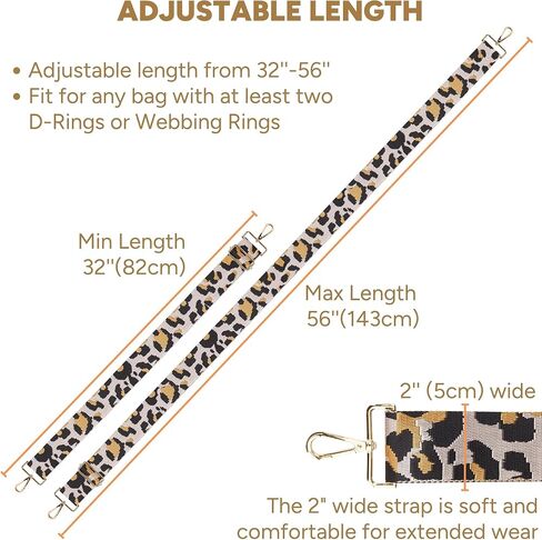 BAKKO Purse Strap Replacement 2" Wide Shoulder Strap for Crossbody Bags Handbags Messenger Duffel Bags Gold Metal Hardware Adjustable Length from 31" to 57" in Kuwait