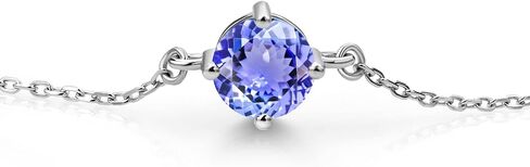 925 Sterling Silver Gemstone Birthstone Solitaire Bracelet For Women | Round 6MM | Birthday Gifts Valentine's Day Gift for Her Women Wife Mom Lady Daughter | Fully Adjustable Up to 9 Inch in Saudi Arabia