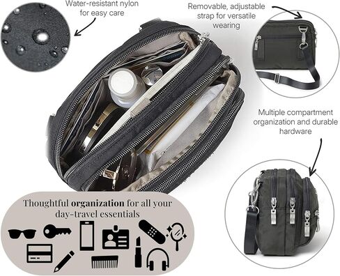 حقيبة حزام Baggallini ذات سحاب ثلاثي صغيرة قابلة للتحويل من Fannypack - خفيفة الوزن ومقاومة للماء in Kuwait