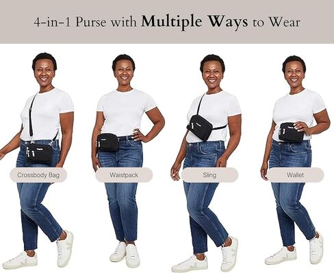 حقيبة حزام Baggallini ذات سحاب ثلاثي صغيرة قابلة للتحويل من Fannypack - خفيفة الوزن ومقاومة للماء in Kuwait