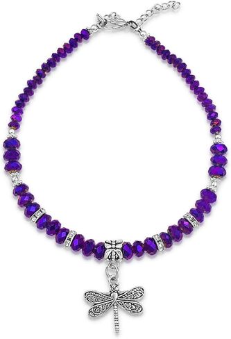 Crystal Dragonfly & Butterfly Charm Adjustable Anklet for Women Handmade Hypoallergenic Boho Beach Gala Wedding Style Fashion Jewelry in Saudi Arabia