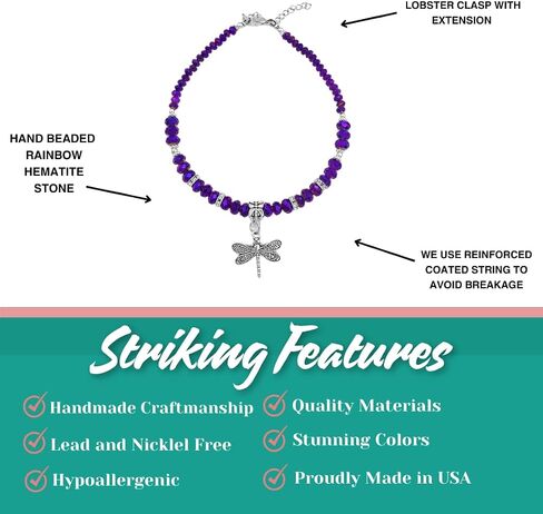 Crystal Dragonfly & Butterfly Charm Adjustable Anklet for Women Handmade Hypoallergenic Boho Beach Gala Wedding Style Fashion Jewelry in Saudi Arabia