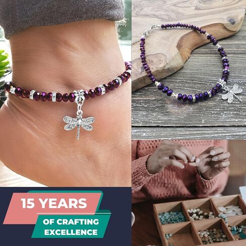 Crystal Dragonfly & Butterfly Charm Adjustable Anklet for Women Handmade Hypoallergenic Boho Beach Gala Wedding Style Fashion Jewelry in Saudi Arabia