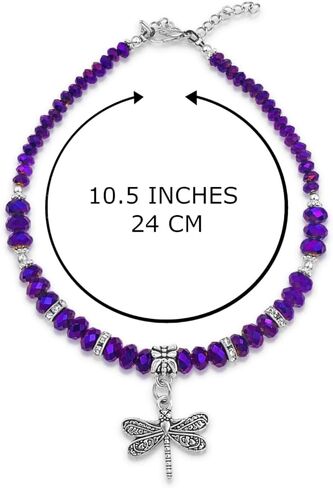 Crystal Dragonfly & Butterfly Charm Adjustable Anklet for Women Handmade Hypoallergenic Boho Beach Gala Wedding Style Fashion Jewelry in Saudi Arabia