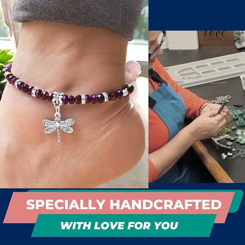 Crystal Dragonfly & Butterfly Charm Adjustable Anklet for Women Handmade Hypoallergenic Boho Beach Gala Wedding Style Fashion Jewelry in Saudi Arabia