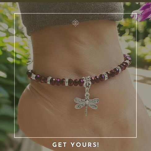 Crystal Dragonfly & Butterfly Charm Adjustable Anklet for Women Handmade Hypoallergenic Boho Beach Gala Wedding Style Fashion Jewelry in Saudi Arabia