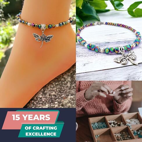 Crystal Dragonfly & Butterfly Charm Adjustable Anklet for Women Handmade Hypoallergenic Boho Beach Gala Wedding Style Fashion Jewelry in Saudi Arabia
