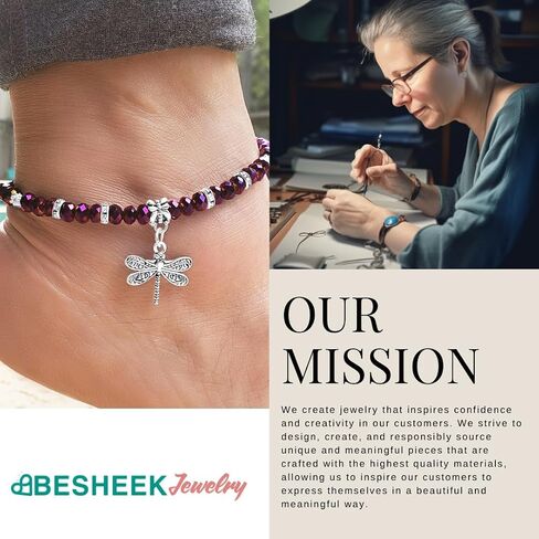 Crystal Dragonfly & Butterfly Charm Adjustable Anklet for Women Handmade Hypoallergenic Boho Beach Gala Wedding Style Fashion Jewelry in Saudi Arabia