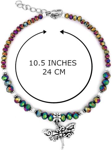 Crystal Dragonfly & Butterfly Charm Adjustable Anklet for Women Handmade Hypoallergenic Boho Beach Gala Wedding Style Fashion Jewelry in Saudi Arabia