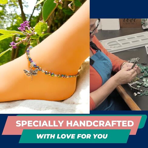 Crystal Dragonfly & Butterfly Charm Adjustable Anklet for Women Handmade Hypoallergenic Boho Beach Gala Wedding Style Fashion Jewelry in Saudi Arabia