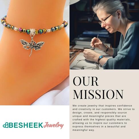 Crystal Dragonfly & Butterfly Charm Adjustable Anklet for Women Handmade Hypoallergenic Boho Beach Gala Wedding Style Fashion Jewelry in Saudi Arabia