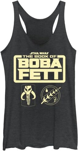 STAR WARS Girls Book of Boba Fett Logo Symbols Stack Juniors Tri Blend Tank in Saudi Arabia