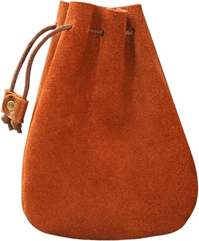 Leather Drawstring Pouch Made of First Layer Cowhide Leather Leather Coin Pouch Leather Drawstring Wallet Fashion Retro in Saudi Arabia