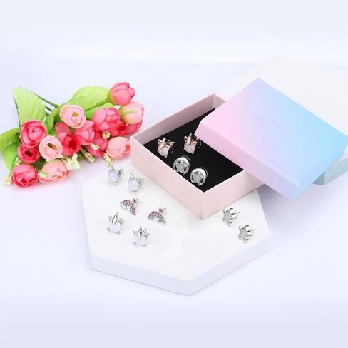 Hicdaw 8/12 Pairs Cute Stud Earrings for Girls Hypoallergenic Earrings Earrings for Girls Opal Earrings for Teen Girls in Saudi Arabia